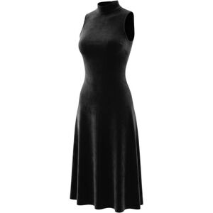 Silx Black Silk Blend Velvet Mock Neck Sleeveless Maxi Dress Size 8